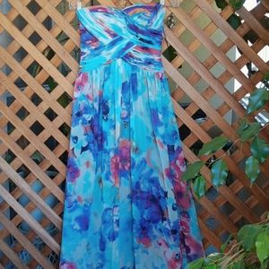 JS Boutique Floral Chiffon Strapless Maxi Dress 4